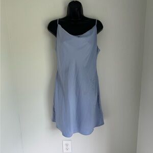 NWOT Urban Outfitters Light Blue Cowl Neck Mini Slip Dress Size L